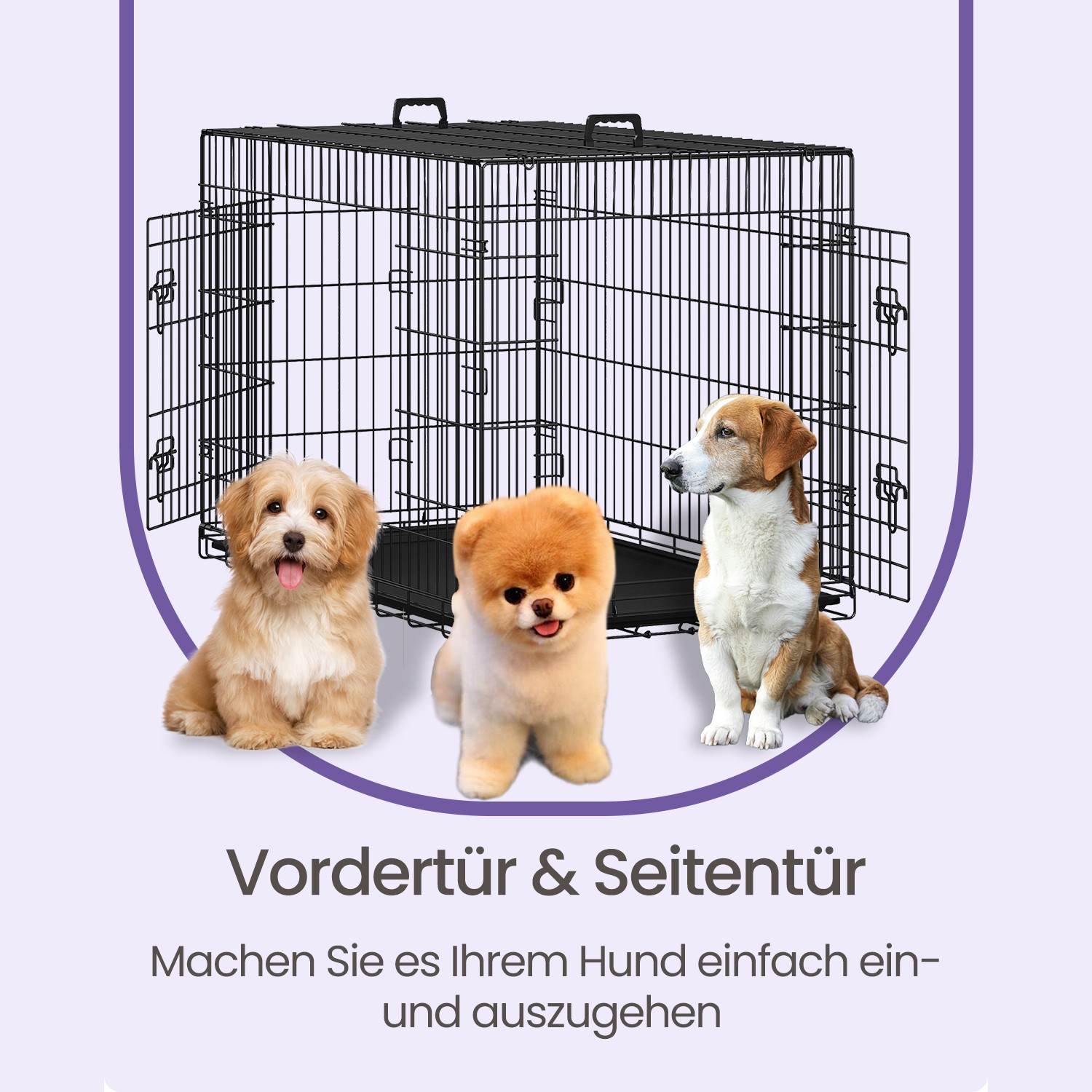 Feandrea dog cage, foldable dog crate, with 2 doors - Image 2
