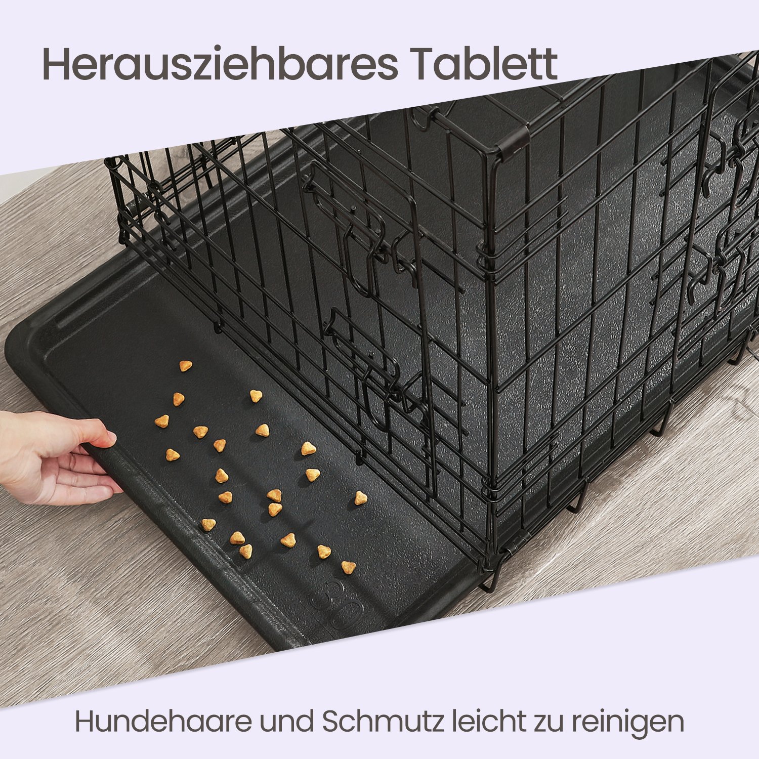 Feandrea dog cage, foldable dog crate, with 2 doors - Image 3