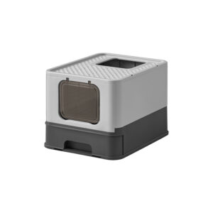 Feandrea kissanhiekkalaatikko kannella ja lapioilla, tilava, antrasiitinharmaa-kyyhkynharmaa