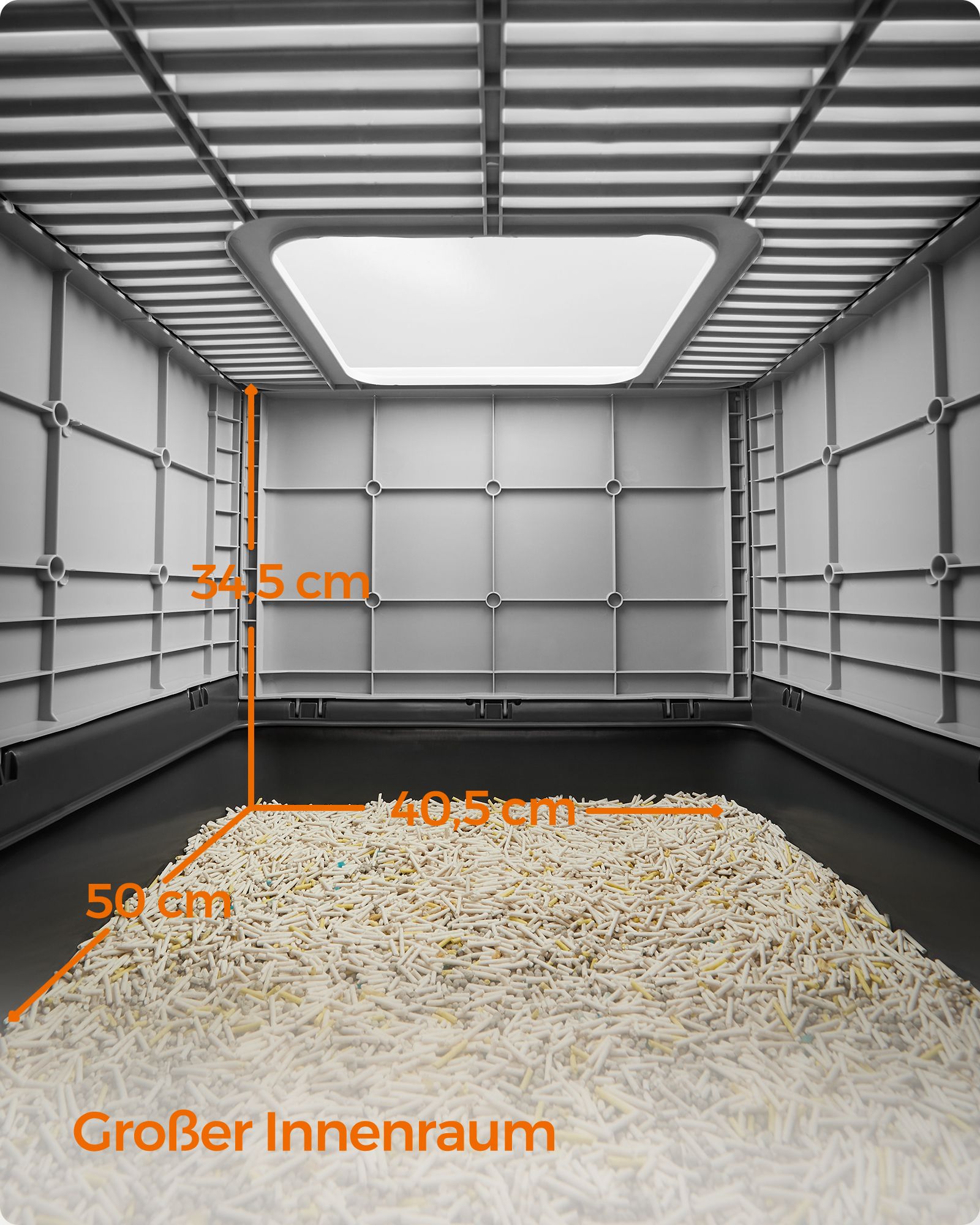 Feandrea kissanhiekkalaatikko kannella ja lapioilla, tilava, antrasiitinharmaa-kyyhkynharmaa - Image 5