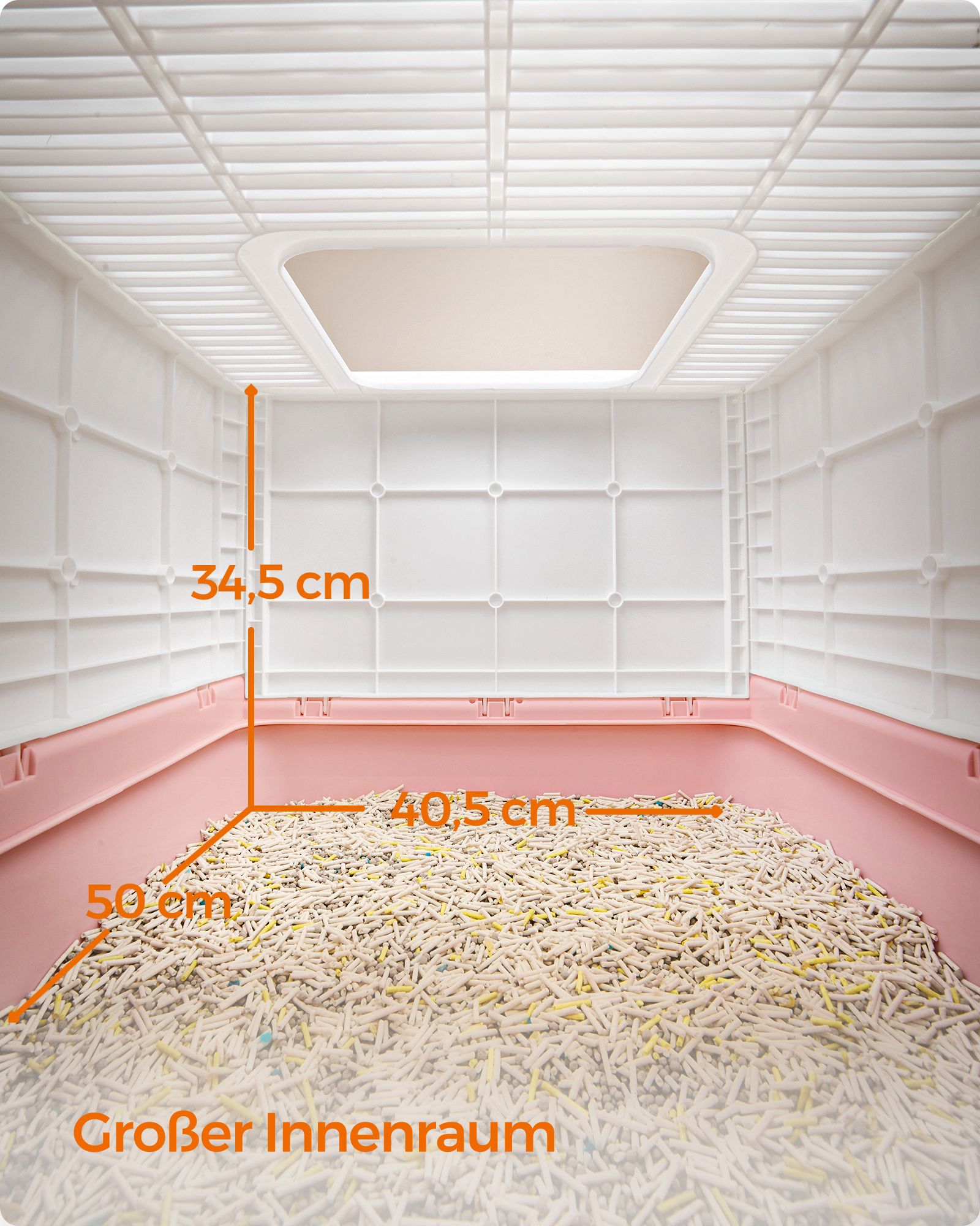 Feandrea kissanhiekka-astia kannella ja lapioilla, tilava, valkoinen-pastellinpunainen - Image 5