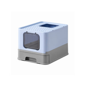 Feandrea kissanhiekkalaatikko kannella ja lapioilla, tilava, vaaleansininen-kyyhkynharmaa