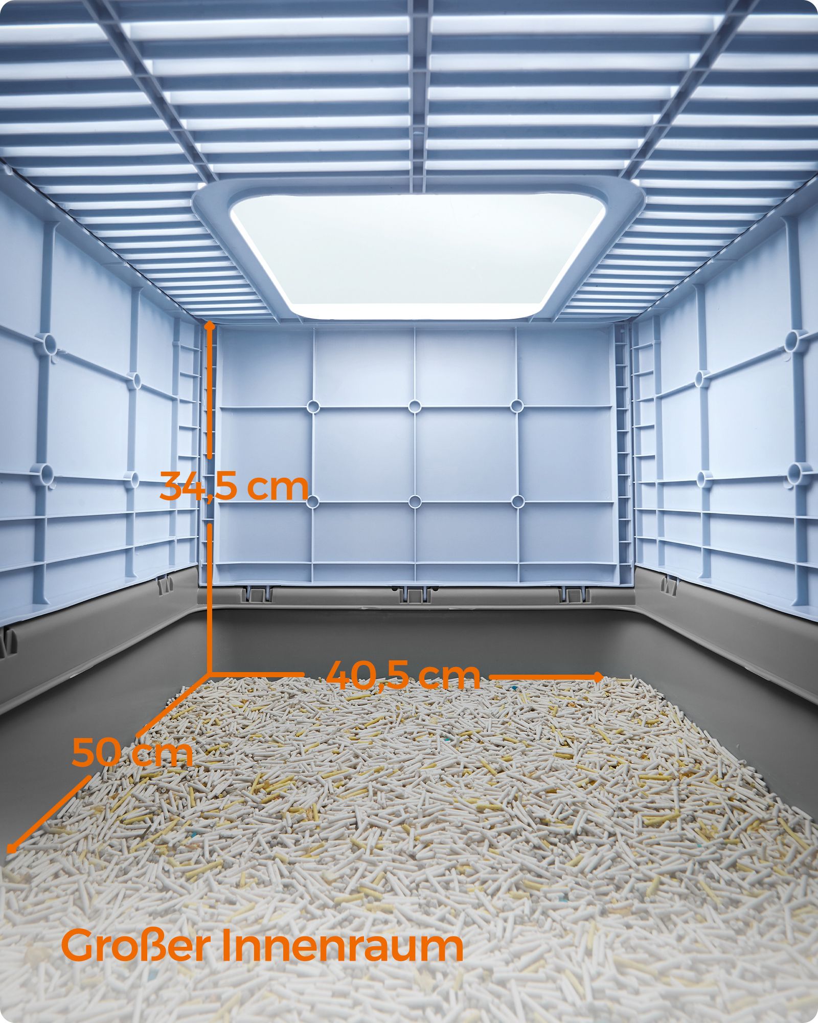 Feandrea kissanhiekkalaatikko kannella ja lapioilla, tilava, vaaleansininen-kyyhkynharmaa - Image 5