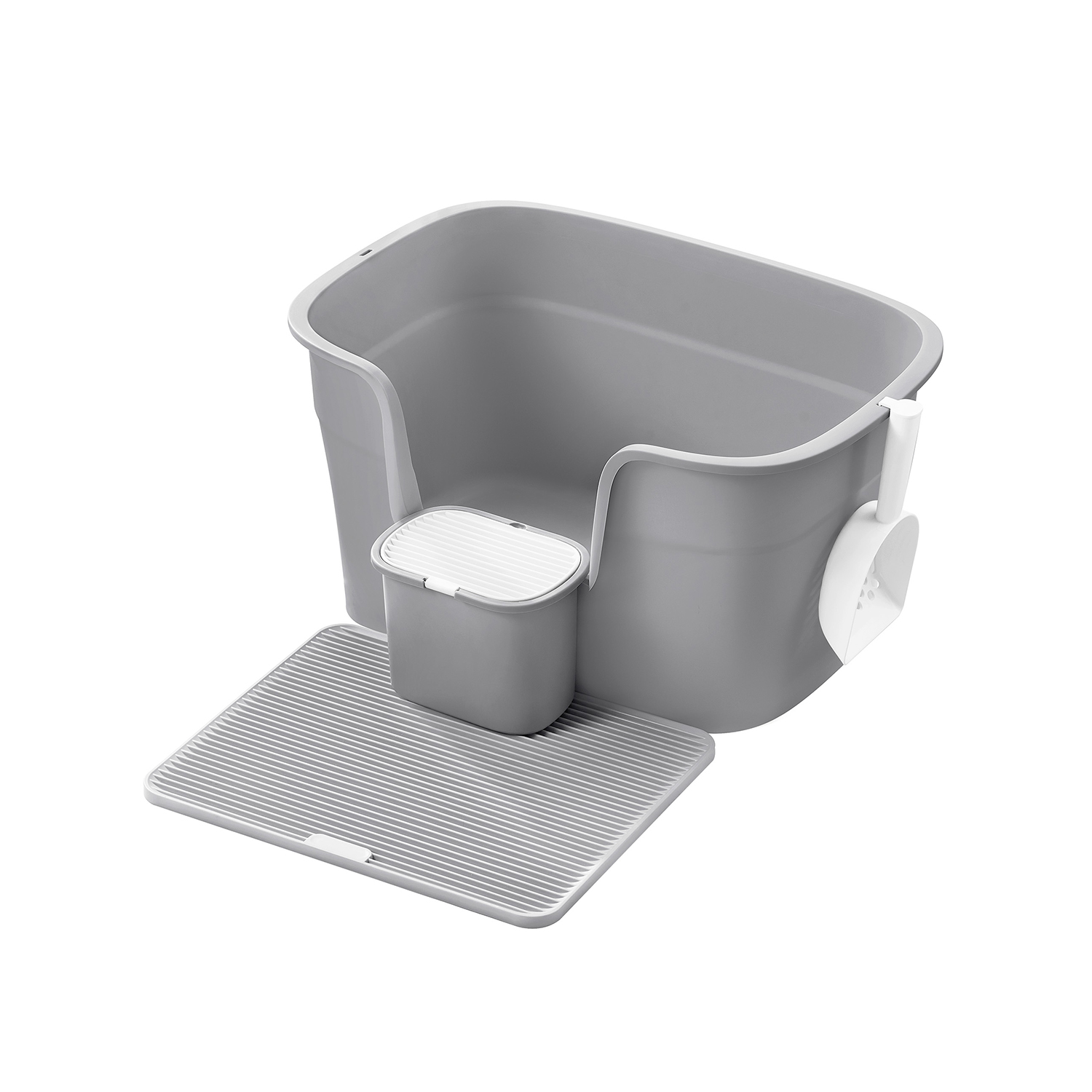 Feandrea kissanhiekka-astia korkeilla sivuseinillä, harmaansininen