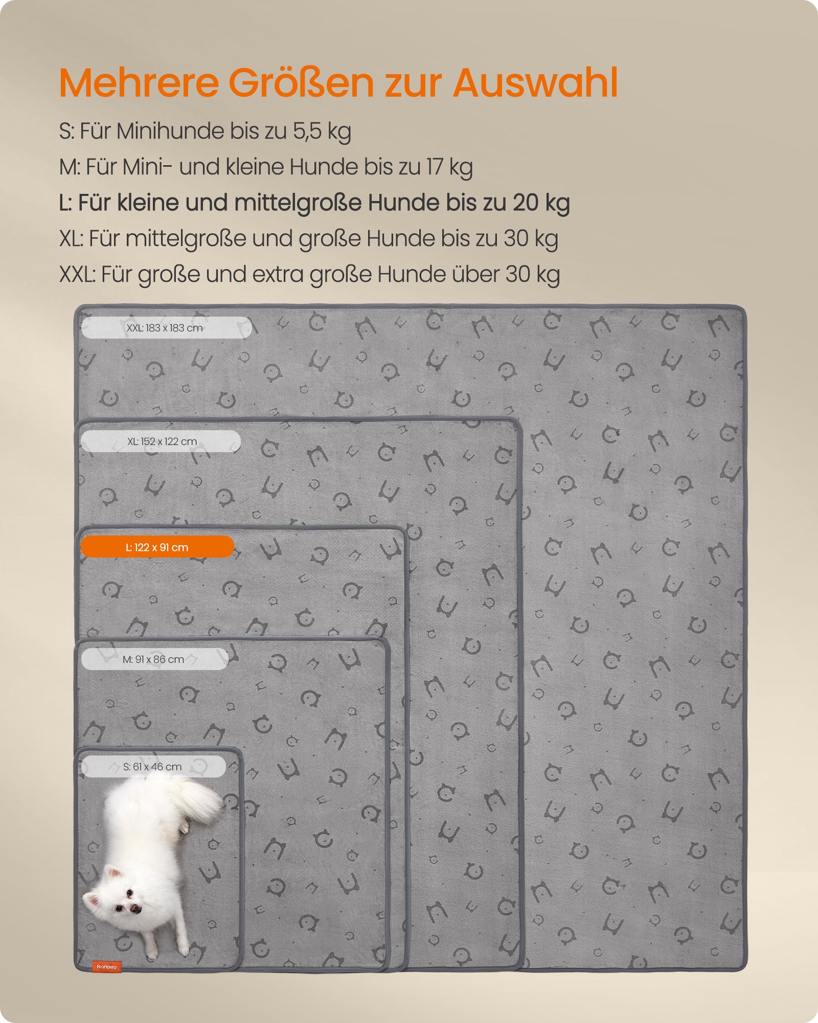 Feandrea hvalpeunderlag, vaskbare, 2 stk. s?t 122 x 91 cm duvegr? - Billede 5