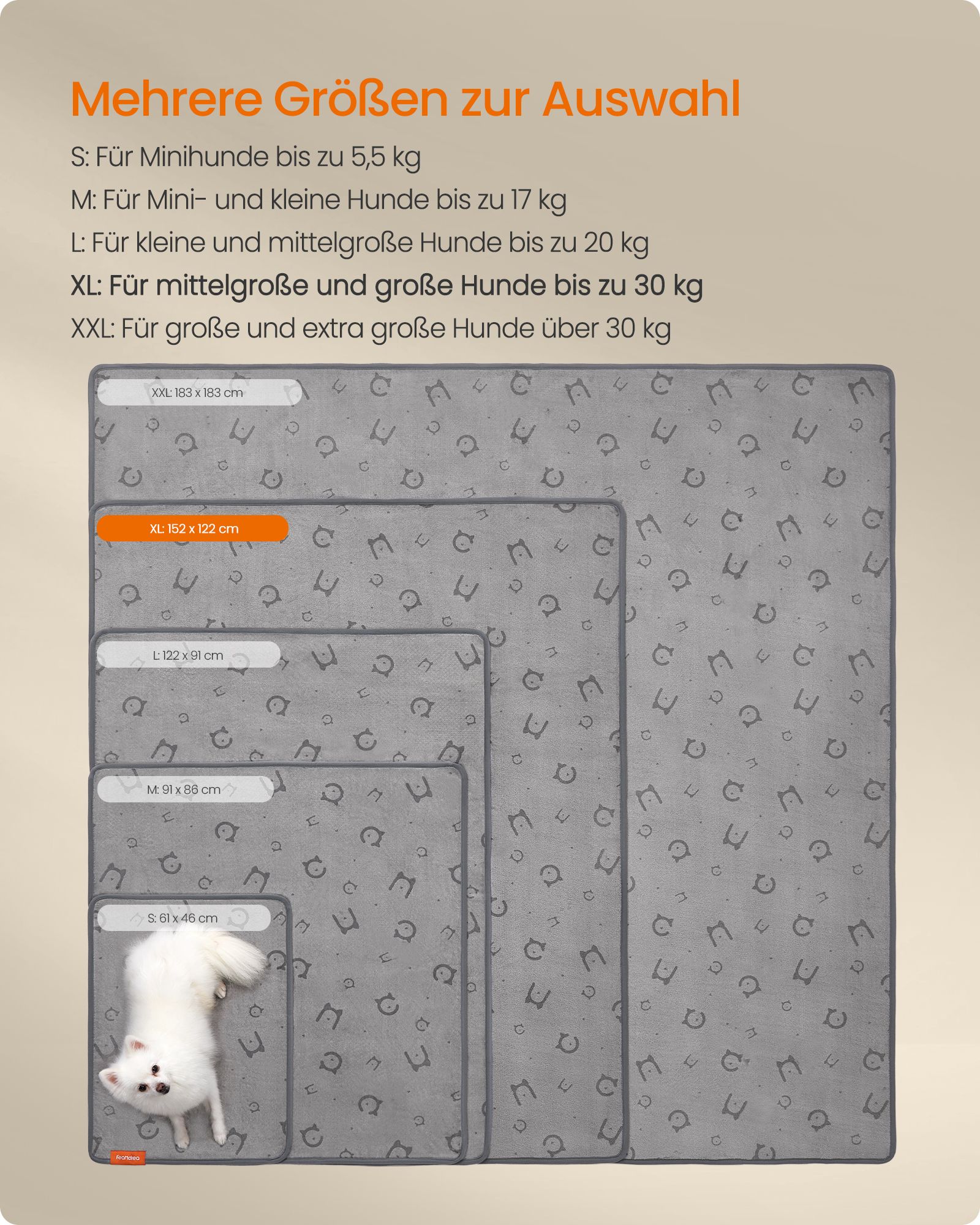 Feandrea hvalpeunderlag, vaskbart, 2-pak, 152 x 122 cm, duvegr? - Billede 6