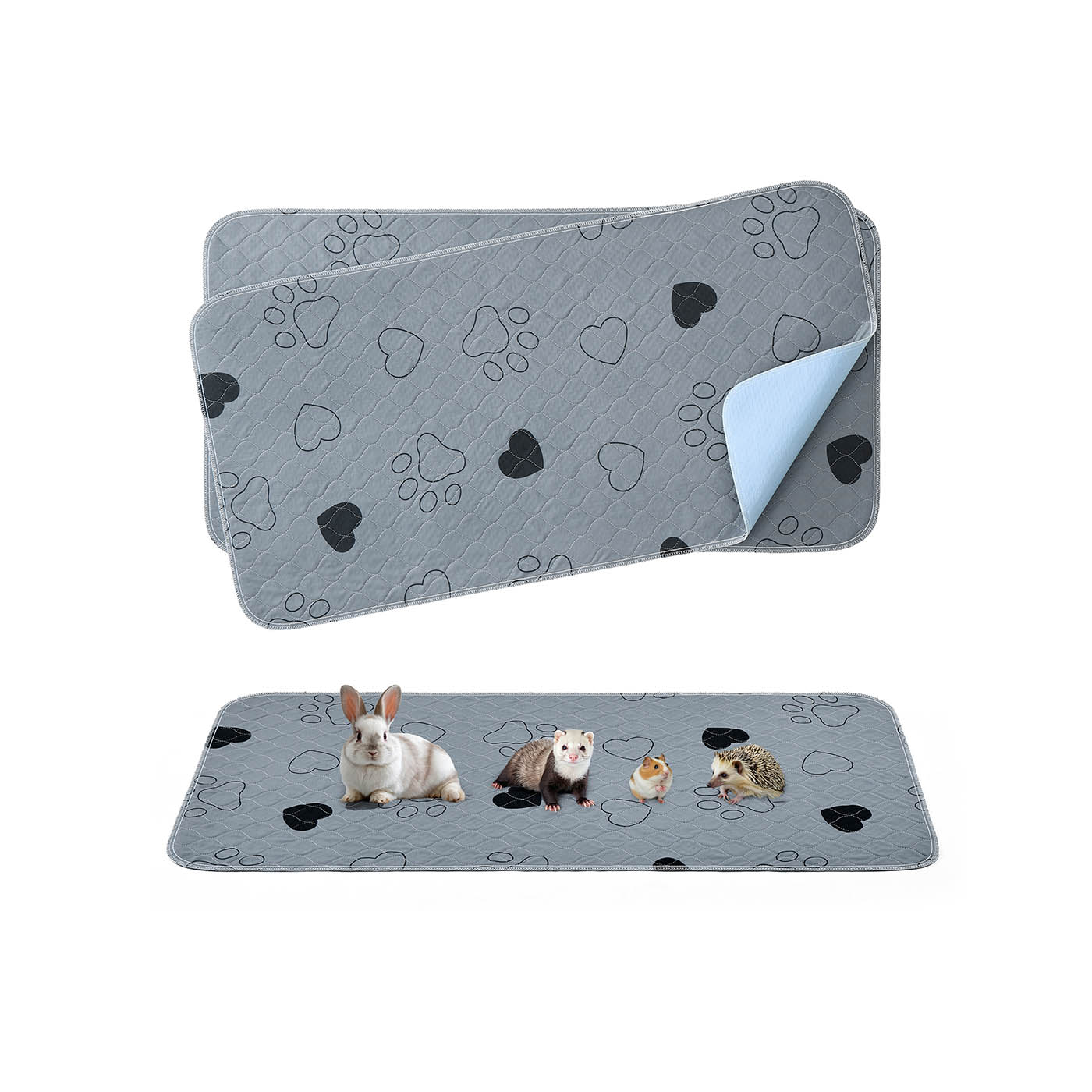 Feandrea hvalpeunderlag, vaskbart, 122 x 61 cm, 2 stk. s?t, skridsikkert, gr?t