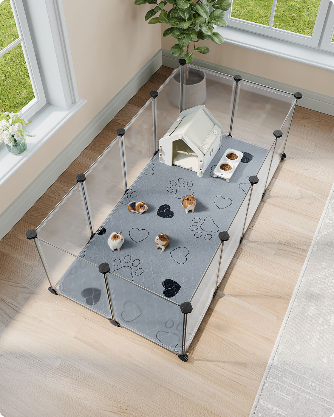 Feandrea hvalpeunderlag, vaskbart, 122 x 61 cm, 2 stk. s?t, skridsikkert, gr?t - Billede 2