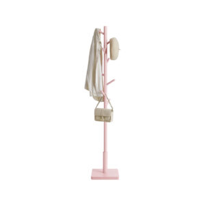 VASAGLE solid wood coat rack with 8 hooks, pastel pink