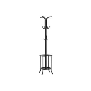 SONGMICS coat rack with umbrella stand and 12 hooks, ink black