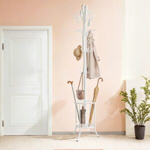 SONGMICS fritst?ende garderobestativ, garderobestativ med paraplystativ, 12 kroge