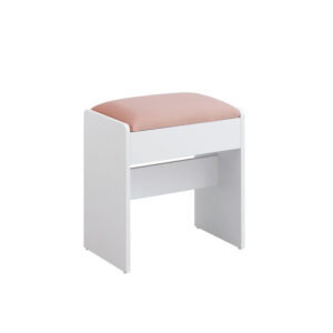 VASAGLE Stool Makeup Table in Velvet Matt White-Pastel Pink