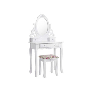 SONGMICS dressing table with mirror and stool, white