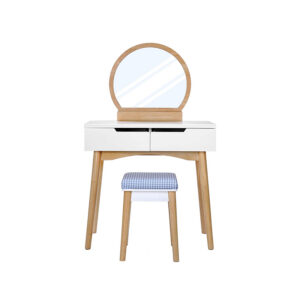SONGMICS Enkel sminkbord vit-naturfärgad