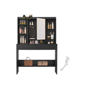 VASAGLE toiletbord med LED-belysning og spejl