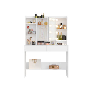 VASAGLE toiletbord med spejl og skuffer, moderne