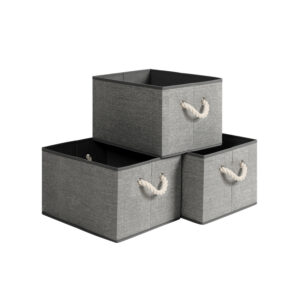 SONGMICS förvaringslådor utan lock linneoptik grå