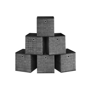 SONGMICS förvaringsbox 26 cm, 6-pack, svart melerad