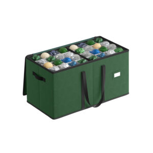 SONGMICS Förvaringslåda för julgranskulor med lock, skogsgrön