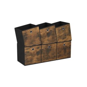 SONGMICS förvaringsbox 8-pack tygbox 26 x 26 x 28 cm vintagebrun-svart