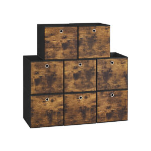 SONGMICS förvaringsbox 6-pack vintagebrun-svart