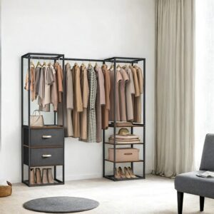 SONGMICS coat rack with 2 drawers and 4 shelves, vintage brown