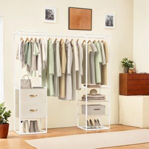SONGMICS coat rack with 2 drawers, natural beige