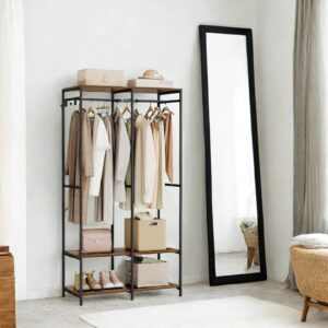 SONGMICS ?ben garderobe med t?jstang i vintagebrun