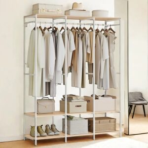 SONGMICS ?ben garderobe med t?jstang naturbeige