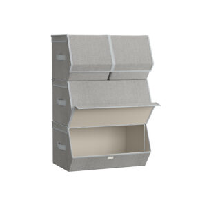 SONGMICS förvaringslåda med lock böcker duvgrå