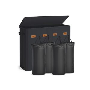 SONGMICS Laundry basket with three compartments, lid, and washable inner bag