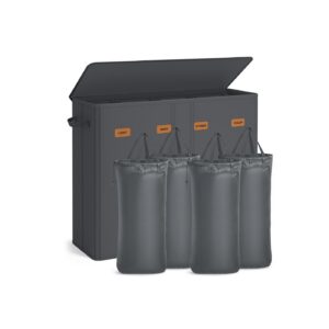 SONGMICS Laundry basket with three compartments, lid, and washable inner bag