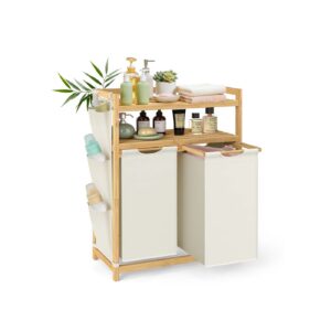 SONGMICS laundry basket with multiple compartments and practical shelves