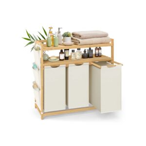 SONGMICS laundry basket with multiple compartments and practical shelves