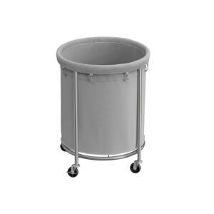 SONGMICS rund vasket?jskurv 170 liter med 4 hjul, gr?-s?lvfarvet