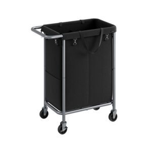 SONGMICS laundry basket 2 compartments 140 liters with handle ink black