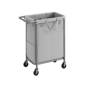 SONGMICS laundry basket, 2 compartments, 140 liters, with handle, dove gray