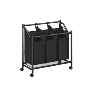 SONGMICS laundry basket with casters 3 x 45 L ink black