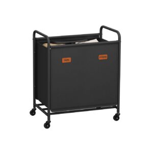 SONGMICS laundry basket 140 L with casters and 2 compartments ink black