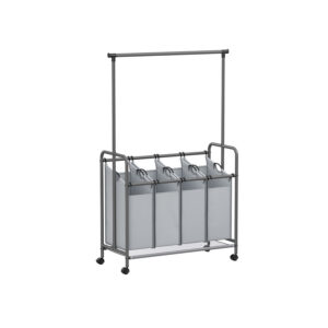 SONGMICS laundry basket 4 x 50 liters on casters with removable laundry bag, gray