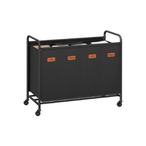 SONGMICS laundry basket 200 L with casters and 3 compartments, ink black