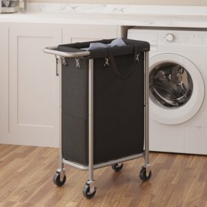 SONGMICS laundry basket with casters, laundry collector, 2 compartments, laundry trolley