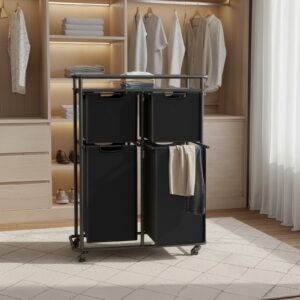 VASAGLE vasket?jskurv, vasket?jssorterer med hjul, 150 l