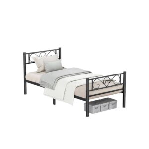 VASAGLE-sänky 90 x 190 cm Yhden hengen sänky metallia, helppo asentaa