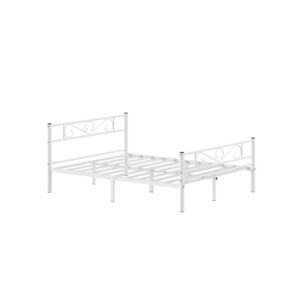 VASAGLE Single Metal Bed Frame White