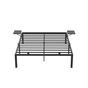 VASAGLE metal double bed frame 160 x 200 cm with storage shelves