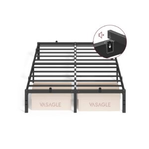 VASAGLE Metal Double Bed Frame 140 x 200 cm Modern Ink Black