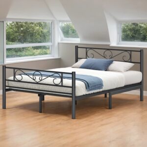 VASAGLE-sänky 140 x 190 cm, vierassänky, metallinen parivuode