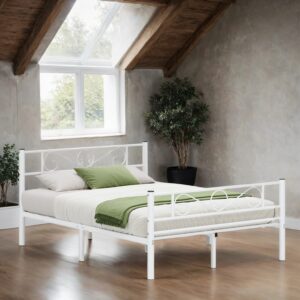 VASAGLE-sänky 140 x 190 cm, vierassänky, metallinen parivuode