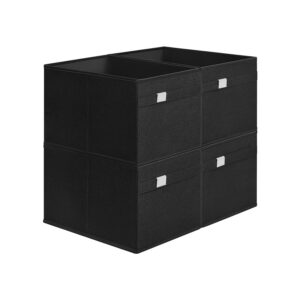 SONGMICS förvaringsbox 4-pack med handtag, bläck svart